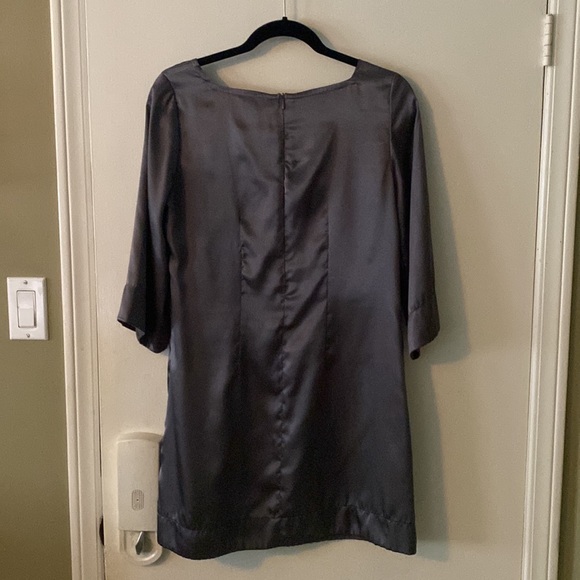 Silver metallic mini dress with 3/4 sleeves by mark.  Medium. 100% polyester - Picture 2 of 3